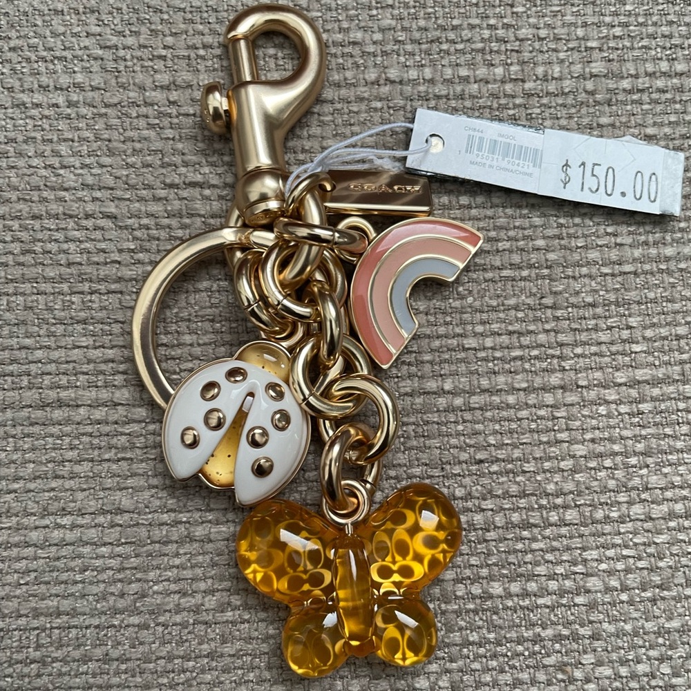 Coach Signature Mixed Charms Cluster Bag Charm butterfly, ladybug NWT